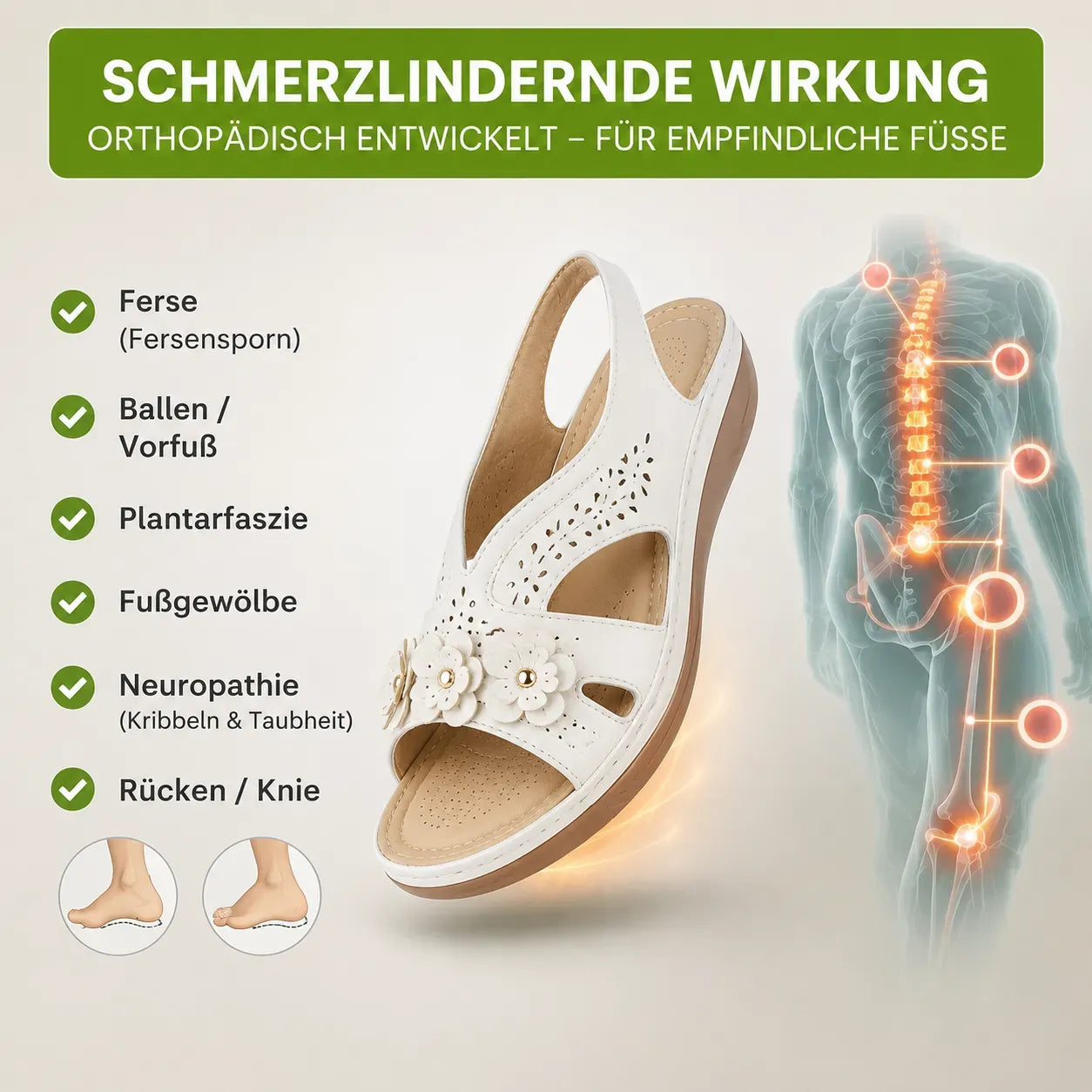 Orthopädische Damen-Komfortsandalen | Ergonomisches Fußbett · Leicht