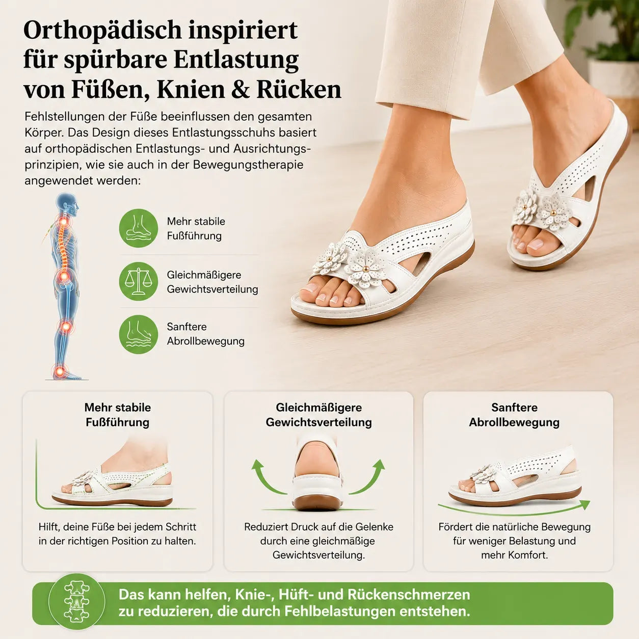 Orthopädische Damen-Komfortsandalen | Ergonomisches Fußbett · Leicht